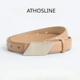 thumbnail image 1 of Women's Belt 25mm Genuine Leather Waistband Buckle Belt With Gift Box Fashion Accessories For Lady,Beige+Silver,Size 26-28(105cm), 1 of 2