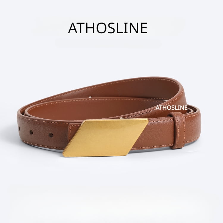 Genuine Leather Belt with Gold Buckle Women\'s Casual Fashion Accessory RISANTRY Women main image 4