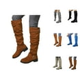 thumbnail image 1 of Women's Belt Buckle Knee High Boots, Fashion Low Heel Riding Style Boots for Casual Travel or Fall Outfits, 1 of 10