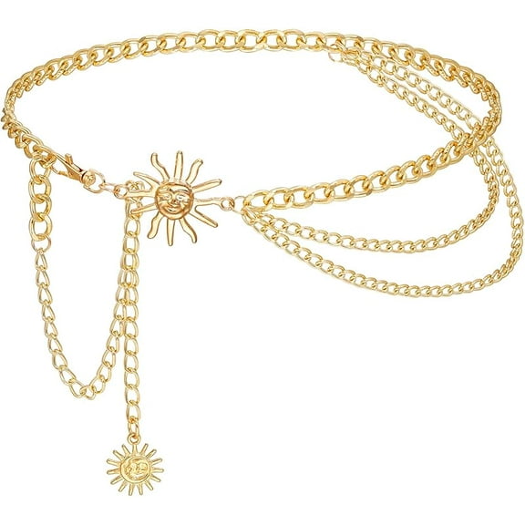 Women's Belt Metal Chain Moon Body Chains Belt Women Waist Chain Belt Jeans Dress