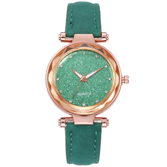 Women's Belt Watch Starry-Sky Face Frosted Design Elegant Ladies Timepiece