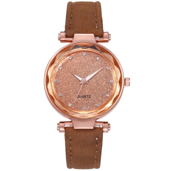 Women's Belt Watch Starry-Sky Face Frosted Design Elegant Ladies Timepiece