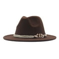 thumbnail image 1 of Women's Belted Bucket Hat, Soft Wide Brim Wool Felt Hat with Adjustable Strap, Casual Fedora Style for Everyday Outfits, Travel, and Vintage Inspired Looks Coffee, 1 of 1