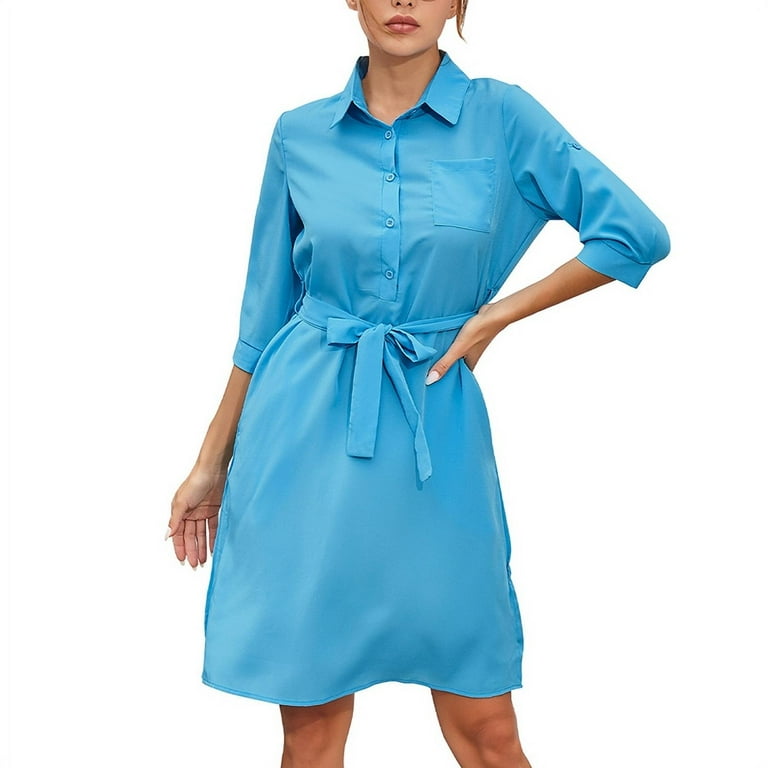 Long sleeve button down dresses best sale