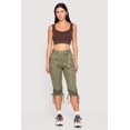 thumbnail image 1 of Women's Belted Capri Cargo Pants with Ruched Drawstring Hem, 1 of 4