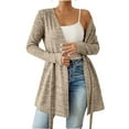 thumbnail image 1 of Women's Belted Cardigan - Tie Front Long Sleeve Open Front | Trendy Fall Cover Up Lightweight Office to Lounge Layer Minimalist, 1 of 9