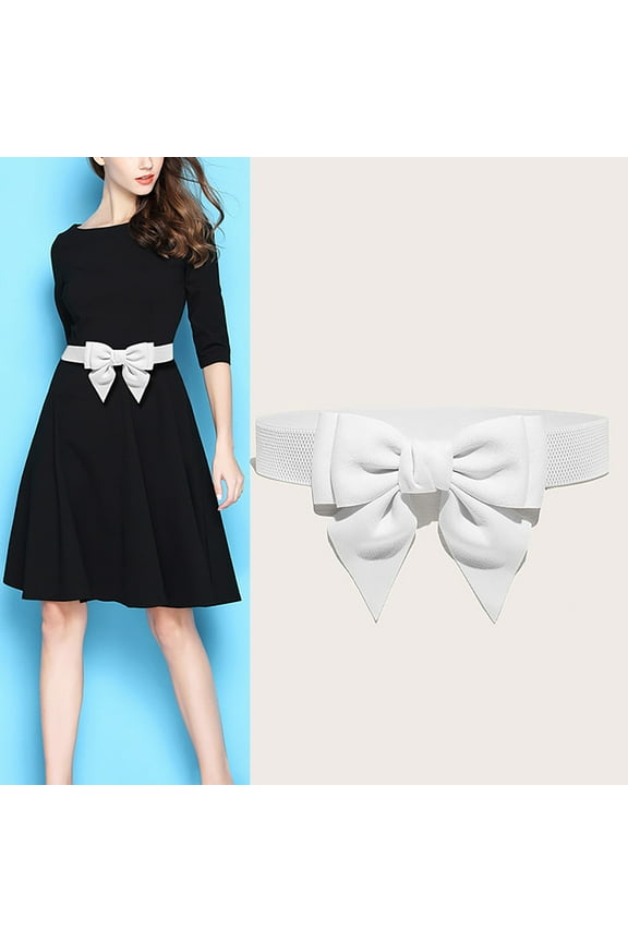 Women's Belts Women Cute Bow Wide Elastic Waist Belt Adorable Dress Accessory,White Women's Accessories Belt