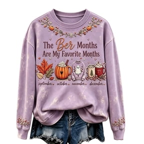 Women's Ber Months Are My Favorite Months Graphic Sweatshirt Fall Halloween Thanksgiving Christmas Crew Neck Pullover