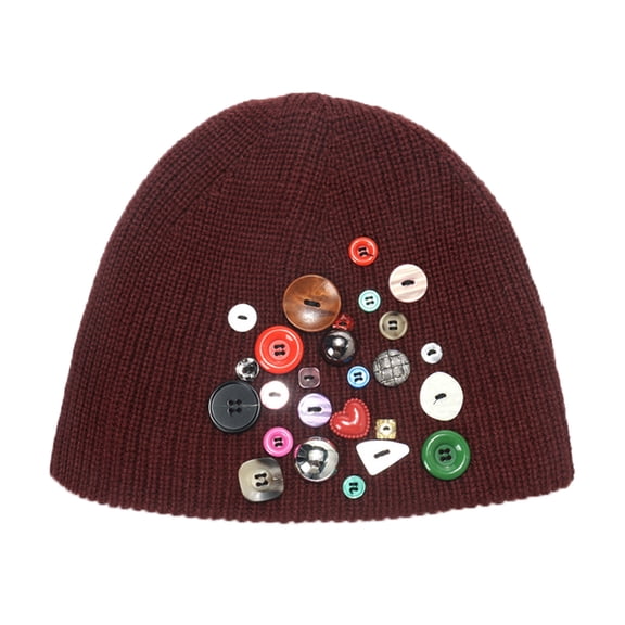 Women's Berets Men And Women Outdoor Knitted Warm Hat Colorful Buttons Fashion Knitted Hat Autumn And Winter Hat Women's Accessories Berets