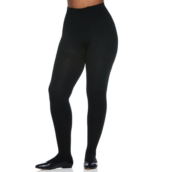 Women's Berkshire 5046 Easy On Plus Size Thermal Plush Lined Tights (Black Q Petite)