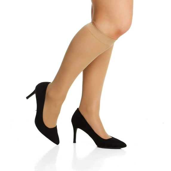 Women's Berkshire 6724 Queen Opaque Trouser Knee High - 3 Pack (Nude O/S)