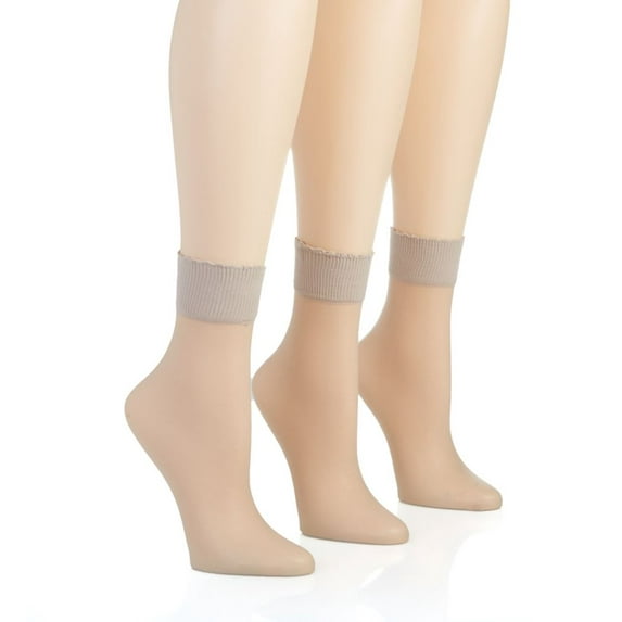 Women's Berkshire 6953 Sheer Anklet - 3 Pack (Linen O/S)