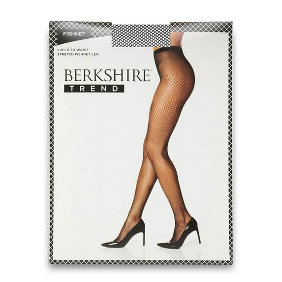 Women's Berkshire 8010 Stretch Fishnet Tights with Cotton Gusset (Black 3X-4X)