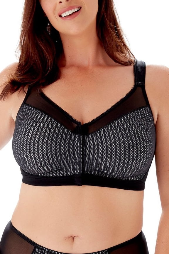 Women's Berlei B547 Beauty Stripe Front Fastener Bra (Black 32FF)