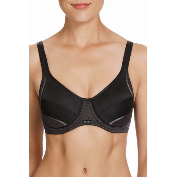 Women's Berlei YYN7 Electrify Underwire High Impact Mesh Sports Bra (Black 34C)
