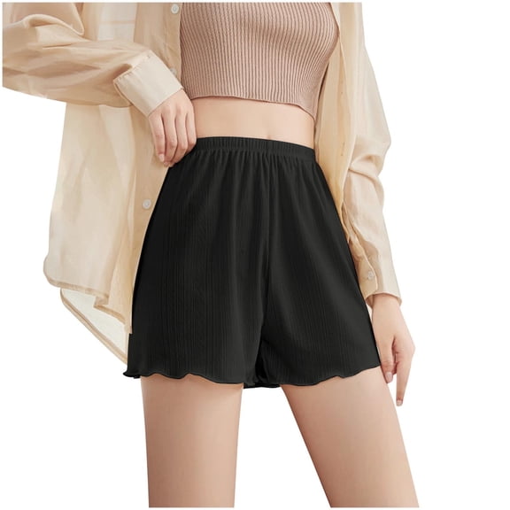 Women's Bermuda Dress Shorts Women's Solid Color Exterior Bottom Versatile Shorts New Black L