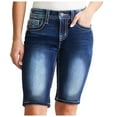 thumbnail image 1 of Women's Bermuda Jean Shorts High Waisted Stretchy Knee-Length Casual Denim Shorts, 1 of 9