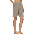 thumbnail image 1 of Women's Bermuda Long Shorts with Pockets High Waisted Stretch Knee Length Shorts for Women for Women Walking Workout Casual Summer Golf Shorts Migroa Khaki L, 1 of 4