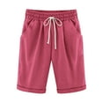 thumbnail image 1 of Women's Bermuda Shorts Cotton Loose Knee Length Sweatpants with Pockets Drawstring Yoga Casual Walking Exercise Short Pants, 1 of 3