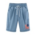 thumbnail image 1 of Women's Bermuda Shorts Linen Cotton Jersey Shorts, Long Shorts for Women Knee Length Lounge Athletic Drawstring Elastic Waist Shorts, 1 of 3