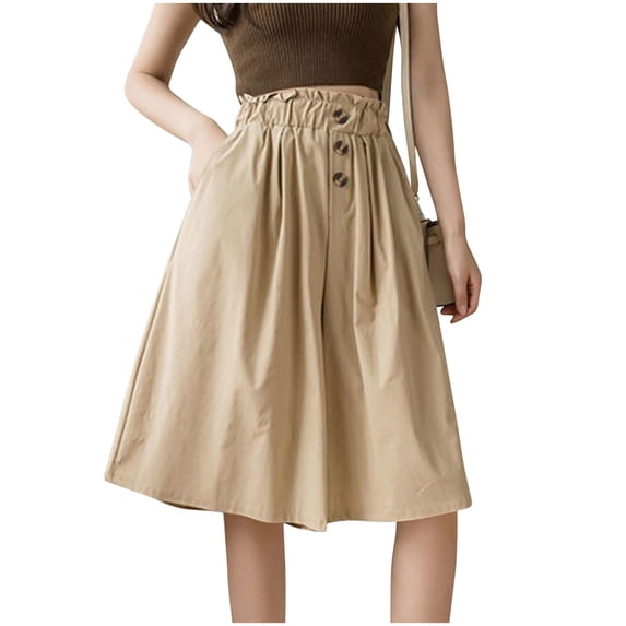 Women's Bermuda Shorts Ruffled Elastic Waist Beach Shorts with Pockets Plus Size Fashion Clothing