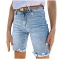 thumbnail image 1 of Women's Bermuda Shorts Summer Denim Pants Retro Distressed Jean Shorts, 1 of 7
