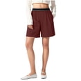 thumbnail image 1 of Women's Bermuda Shorts with Pockets High Waisted Knee Length Shorts for Women Walking Athletic Workout, 1 of 7