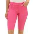 thumbnail image 1 of Women's Bermuda Stretchy Jean Shorts with 5 Pockets Cotton Blend, Fuchsia L, 1 of 3