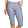thumbnail image 1 of Women's Bermuda Stretchy Jean Shorts with 5 Pockets Cotton Blend, Slate Gray L, 1 of 4