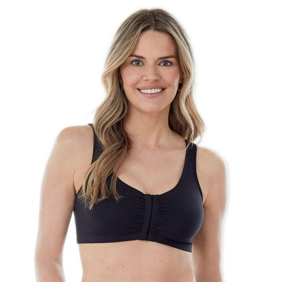Bestform 5006014 Comfortable Unlined Wireless Cotton Stretch Sports Bra with Front Closure
