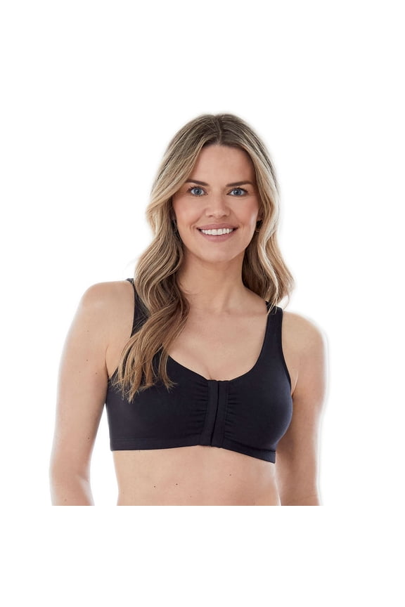 5006014 Comfortable Unlined Wireless Cotton Stretch Sports Bra with Front Closure