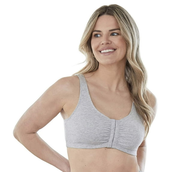 Bestform 5006014 Comfortable Unlined Wireless Cotton Stretch Sports Bra with Front Closure