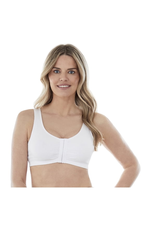 5006014 Comfortable Unlined Wireless Cotton Stretch Sports Bra with Front Closure