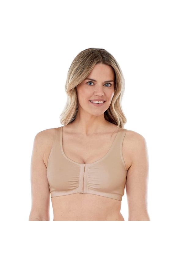 Comfortable Unlined Wireless Cotton Stretch Sports Bra with Front Closure 5006014