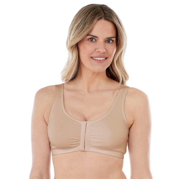 Bestform 5006014 Comfortable Unlined Wireless Cotton Stretch Sports Bra with Front Closure