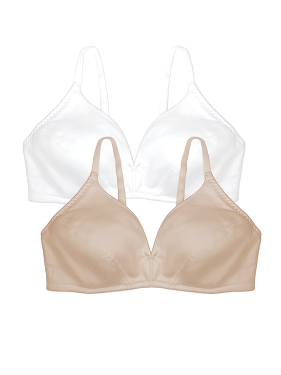 Women's Bestform 5006255 2 Pack Cotton Blend Wireless Lightly Lined Bra (white/nude 34A)