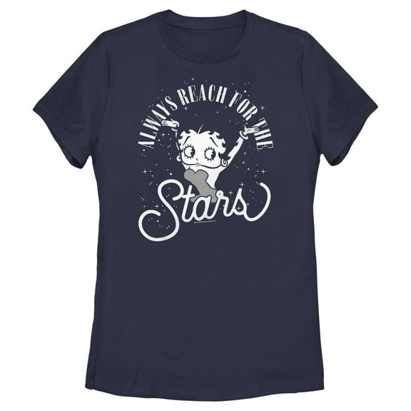 Women's Betty Boop Always Reach For The Stars Graphic Tee Navy Blue Large