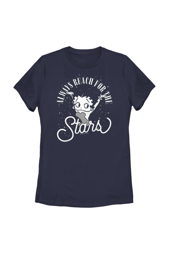Women's Betty Boop Always Reach For The Stars Graphic Tee Navy Blue Small
