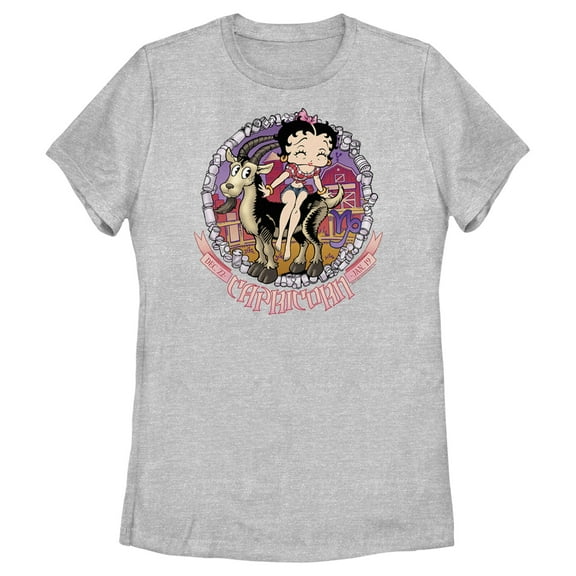 Women's Betty Boop Capricorn Zodiac  Graphic Tee Athletic Heather Medium