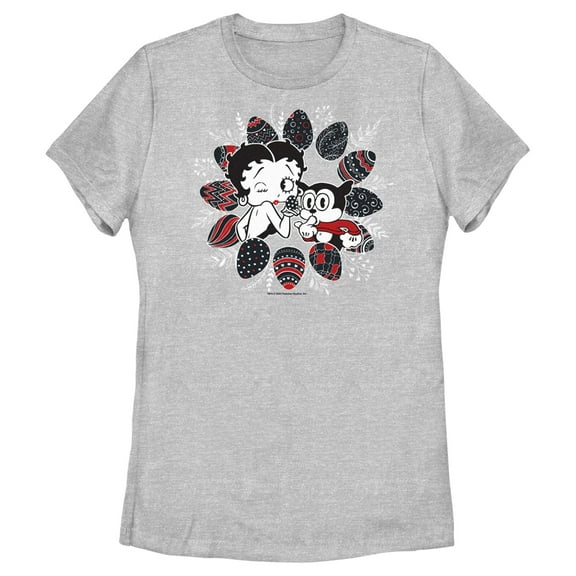Women's Betty Boop Easter Egg Frame  Graphic Tee Athletic Heather Small