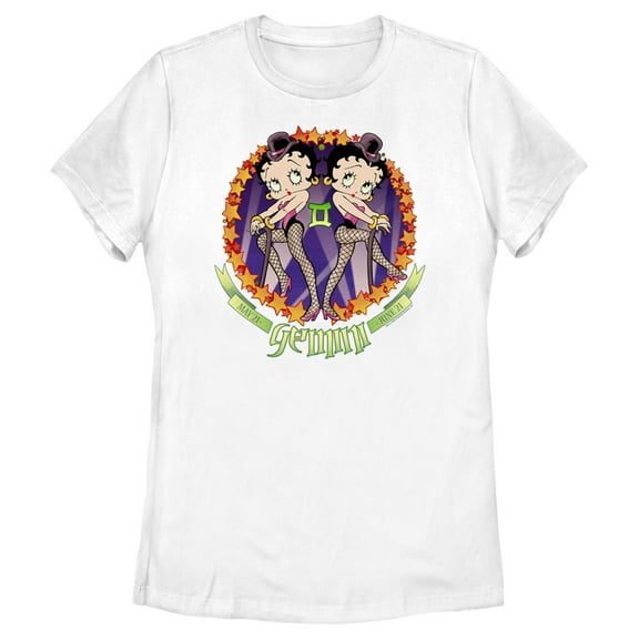 Women's Betty Boop Gemini Zodiac  Graphic Tee White 2X Large