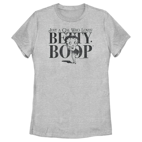 Women's Betty Boop Just A Gal Who Loves Graphic Tee Athletic Heather Medium