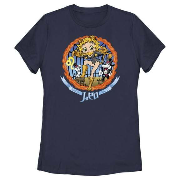 Women's Betty Boop Leo Zodiac  Graphic Tee Navy Blue Large