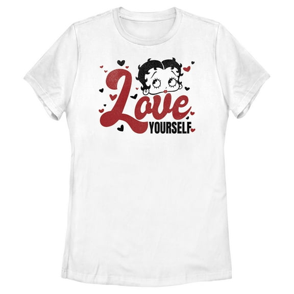 Women's Betty Boop Love Yourself  Graphic Tee White X Large