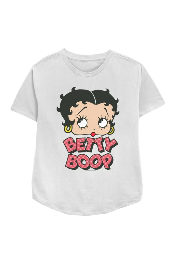 Women's Betty Boop Polka Dot Logo Graphic Tee White X Small