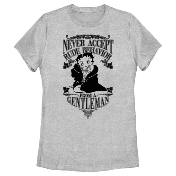Women's Betty Boop Rude Gentleman  Graphic Tee Athletic Heather Small