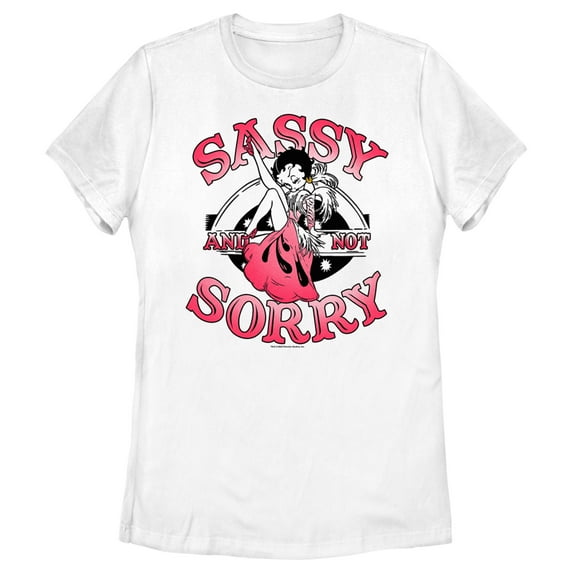 Women's Betty Boop Sassy and Not Sorry Graphic Tee White Medium