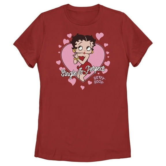 Women's Betty Boop Single & Perfect  Graphic Tee Red Medium