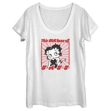 Women's Betty Boop This Mom Runs Off Sass  Graphic Tee White Large