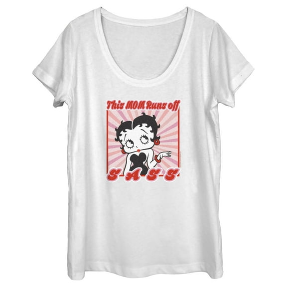 Women's Betty Boop This Mom Runs Off Sass Graphic Tee White Large